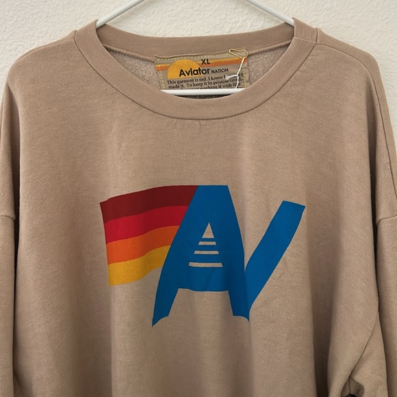Aviator Nation, NWT Logo women's sweatshirt XL color sand - Picture 2 of 8